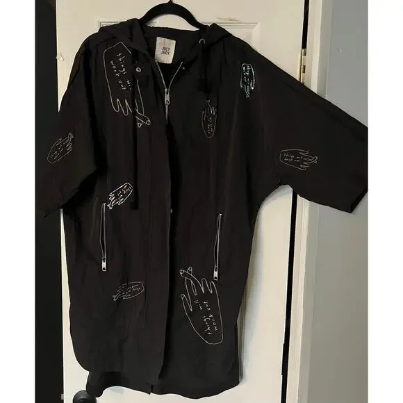 Black jacket windbreaker Korean us size xxs - Picture 2 of 9